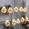 Strings 3m Santa Claus Curtain Light String Christmas Tree Snowman Wishing Ball Hanging Lamp For Holiday Party Room Window Garden Decor