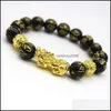 Beaded Strands Chinese Jewelry Pixiu Bracelet 10Mm 12Mm 14Mm Women Men Good Lucky Charm Beads Feng Shui Pi Yao Wealth Bracelets Drop Dhpeu