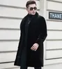 Зима-Осень, длинная куртка из искусственного меха животных, черное мужское свободное теплое меховое пальто, европейское мужское тонкое пальто, модный Тренч для отдыха, коричневый