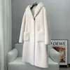 Faux Fur PUDI Women Genuine Wool Long Coat Winter Warm Soft Hooded Jacket CT237 Y2209