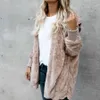 Faux bont herfst opensteek jas met opensteekjacht vrouwen solide plus size teddy winter lange mouw roze mode slanke jas vrouw y2209