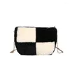 Evening Bags Checkered Women's Shoulder Bag Faux Fur Winter Messenger High Quality 2022 Handbag Discount Shopping