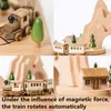 Objetos decorativos Figuras Caixa musical de madeira com túnel de montanha com pequenas jogadas de trem magnético em movimento 220930