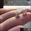 Stud Stud Eternal 925 Sterling Sier Orecchini Classic Square 6Mm Natural Gemstone Wedding Per le donne Gioielli Ten Colorsstud Dro Bdesybag Dhmic