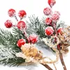 Decorazione per feste 2 pezzi Decorazioni per l'albero di Natale Bacca rossa Fiore artificiale Pigna Ramo Confezione regalo Casa Corona fai da te Ornamento