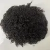 Peruvian Virgin Human Hair Replacement #1B 16mm Curl 130% Densitet 8x10 Full spetsstopp för män
