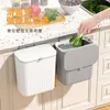 Waste Bins Kitchen Trash Can Wall-mounted with Lid Storage Bucket Household Cabinet Door Hanging Sliding 220930
