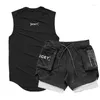 Fatos de treino verão 2 pçs/set conjunto esportivo ternos masculinos correndo camisas/coletes shorts jogging terno esportivo dos homens fiess conjuntos ginásio