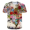 Camisetas masculinas Moda de verão Homens Flores de borboletas camisa gráfica 3D Personalidade Trendência Hip Hop Print T-shirt Tops de manga curta tshirtss