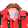 القمصان غير الرسمية للرجال الفاخرة Royal Red Long Sleeve Paisley Print Camisa Social Masculina Manga Longa Prom Party 220930