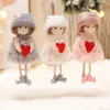Juldekorationer Handgjorda hantverk Plush Angel Red Heart Girl Doll Pendant Tree Hanging Ornaments Year 2022 Xmas Gift