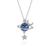 Colares pendentes feminino insay star lun ball colar moda criativa universo pequeno universo clavícula cubic zirconia