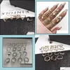 Band Yüzükler 17 Adet / takım Moda Bohemia Yaprak Kristal Taç Yüzük Kadınlar Için Midi Set Süs Kız Knuckle Takı Hediye Damla Del Mjfashion Dhi4L