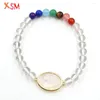 Strand XSM 7 Chakra Perles Bracelets Pierres Rondes Naturelles Double Boucle Connecteur Reiki Guérison Bracelet Bracelet Unisexe Charmes Bijoux