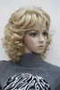 Nouvelles perruques pour femmes élégantes Golden Blonde bouclés perruque courte cheveux synthétiques pleine perruque