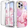 360 Full Screen Protector Cases For iPhone 14 13 Pro MAX 12 11 XS XR 6 8 7 Plus Colorful Marble Flowers Silicon Armor Phone Cover