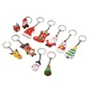 PVC Cartoon Keychain Snowman Elk Keyring Xmas Gift Key Chain Christmas Keychains hanger