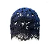 Bandanas Hat Women's Hand-Woven Lace Cutout Breathable Four-Season All-Matching Elegant Cotton Thread Toque Knitted