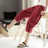 Men's Pants 2022 Summer Cotton Linen Mens Harem Casual Loose Male Autumn Calf-Length Solid Drawstring Trousers Plus Size 5XL 6XL