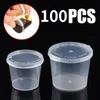 Garrafas de armazenamento frascos de 100pcs molho descartável xícara de copo de alimentos para recipientes de alimentos com tampas articuladas