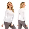 Lu Lu-008 Yoga Womens bär snabbt tekniska damer Sport T-skjortor Långärmad outfit T-shirts Moisture Wicking Knit High Elastic Fiess-Shirts 303