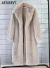 Fausse fourrure hiver femmes haute qualité manteau de luxe Long lâche revers sur épais chaud femme peluche s noir blanc Y2209