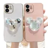 Posadziwa brokat projektantów z Rhinestone Połączenia telefonów iPhone'a 14 Plus Pro Max z błyszczącym lustrem makijażu iPhone14 13 12 Mini 11 8 7 xr x xs okładka ochronna szokująca