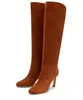 Elgant Inverno Mulheres Botas Altas Karter Bota de Couro Sênior Londres Preto Branco Cabeça Redonda Design Itália Trendy Vestido de Noite Salto Alto Botas Longas UE 35-43 caixa