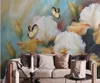 Bakgrundsbilder Anpassad storskalig 3D-väggmålning Bakväggplats Europeisk handmålad endast orkidérjan Fjärils-TV-soffa Bakgrundsvägg