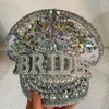 Berets Women Luxury Rhinestone Bride Captain Hat Octagonal Cap Sergeant Bridal Hen Do Festival Birthday Part