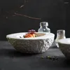 Plates Irregular Ceramic Cuisine Bowl Tray Sushi Plate White Egg Shape Warm-Keeping Restaurant Dinnerware Decoration Ware