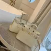 Äkta läder BK Designer Handväska lindad med Lychee Grain Leather Bag for Women 2024 Style Cowhide Fashion Handheld Wedding Bag