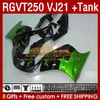 Fairings Tank OEM dla Suzuki RGVT RGV 250CC 250 CC 1988-1989 Bodys 159NO.170 RGV250 VJ21 SAPC RGVT250 RGV-250 88 89 RGVT-250 RGV-250CC 1988 1989 ABS Fairing Green Flames