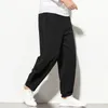 Männer Hosen 2022 Männer Feste Farben Chinesischen Stil Baumwolle Leinen Elastische Taille Harem Lose Beiläufige Atmungsaktive Baggy Hip Hop Hosen # g3