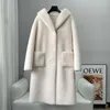 Faux Fur Pudi Women orygine wełniane długi płaszcz zima ciepła miękka kurtka z kapturem CT237 Y2209