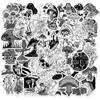 Black and White Gothic Mushroom Stickers for Skateboard 50pcs Cool Waterproof Decal