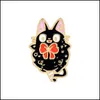 Pins Brooches Dark Series Black Cat Wear Knot Shape Brooches Cartoon Animal Alloy Geometric Clothes Badges Accessories Uni Mjfashion Dhttr