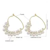 Hoop Earrings Korean Charm Jewelry Big Heart Drop Handmade Copper Wire Pearl For Women Wedding Party