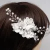 ヘアクリップウェディングホワイトフラワーヘッドドレスヘアピン用花嫁クリスタル女性クリップブライダルティアラスヘッドピースジュエリー