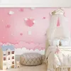 Foto 3D Photo Photo Wall Papel Rosa nuvens Princesa Crianças quarto garotas quarto decoração papel de parede mural para crianças