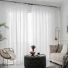 Cortinas transparentes blancas para sala de estar, dormitorio, ventana, Color sólido, tul largo, boda, decoración del hogar, cortinas de fiesta de gasa