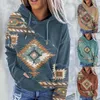 Hoodies voor dames sweatshirts vrouwen lange mouw etnische bedrukte capuchon casual sweatshirt hoodies tops T220929