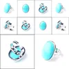 Solitaire Ring Oval Natural Gem Stone Turquoise Finger Rings Party Ring For Men Women Jewelry Z9168 Drop Delivery 2021 CARSHOP2006 DHX51