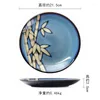 Plates Japanese Retro Style Ceramic Plate 8.5 Inch Underglaze Dessert Salad Dinnerware