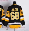 Film CCM Vintage Ijshockey 35 Tom Barrasso Jerseys 68 Jaromir Jagr Mannen Borduurwerk Jersey Wit Zwart Geel