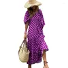 Casual Dresses Puff Sleeve Dress Womens Geometric M￶nster Loose Long Maxi For Women V Neck Streetwear