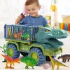 Diecast Model car Dinosaur Vehicle Toy s Transport rier Truck Inertia With Christmas Gift For Children 220930