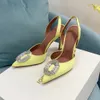 Scarpe eleganti Amina Muaddi Camelia nuovo modello Scarpe décolleté con cristalli impreziositi da vera seta Mnles 105mm da donna Designer di lusso da sera Slingback