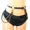 Belts Punk Chain Belt 105CM Adjustable Black Leather Buckle Metal Waist Strap Street Decorative Waistband For Skirts