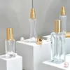 Garrafa de perfume vazia 3 5 10 20 ml spray engarrafando lady viagens cosméticos recipientes de vidro separado portátil plated ouro preto sn4920
